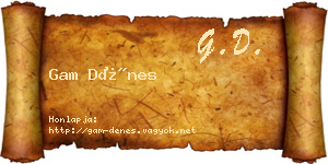 Gam Dénes névjegykártya